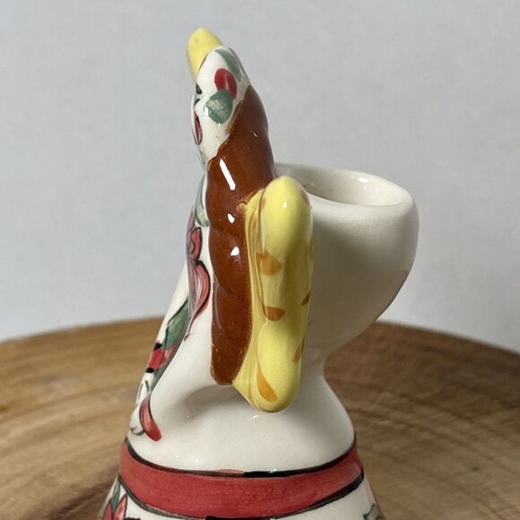 Vintage White Dog Pottery Christmas Angel Poinsettia Gift Figurine Candle Holder - Picture 5 of 14